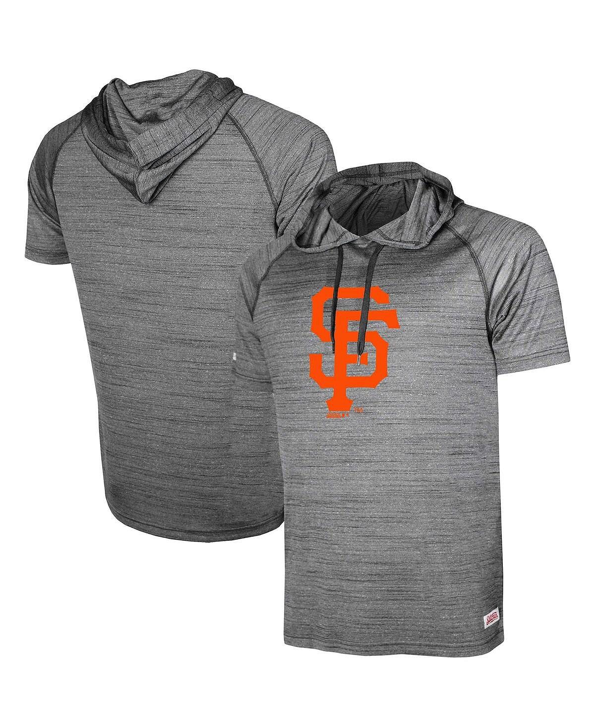 

Мужская меланжевая черная толстовка с капюшоном san francisco giants raglan с короткими рукавами Stitches, мульти