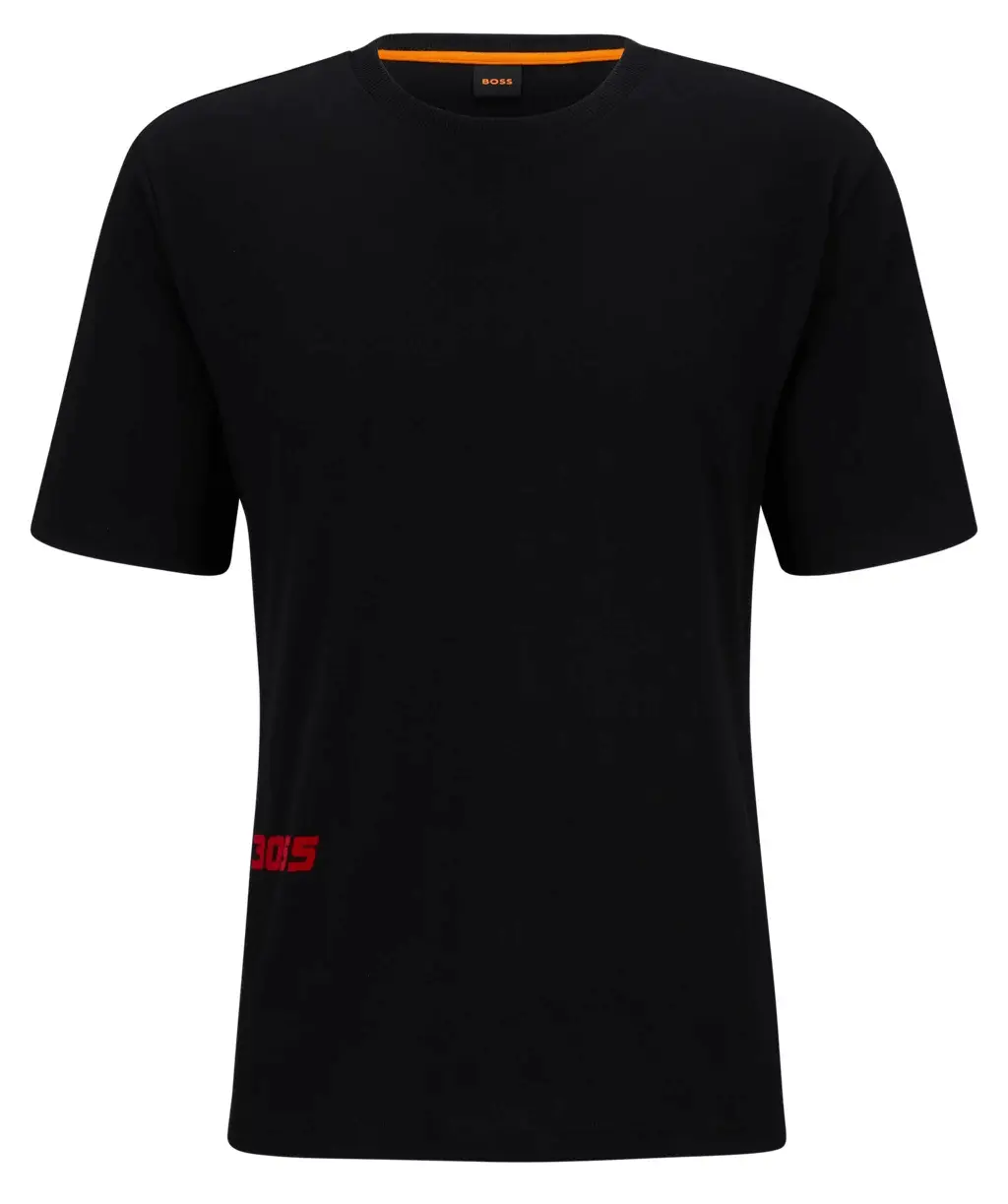 

Футболка Boss Relaxed-fit In Cotton With Racing-inspired Print. черный