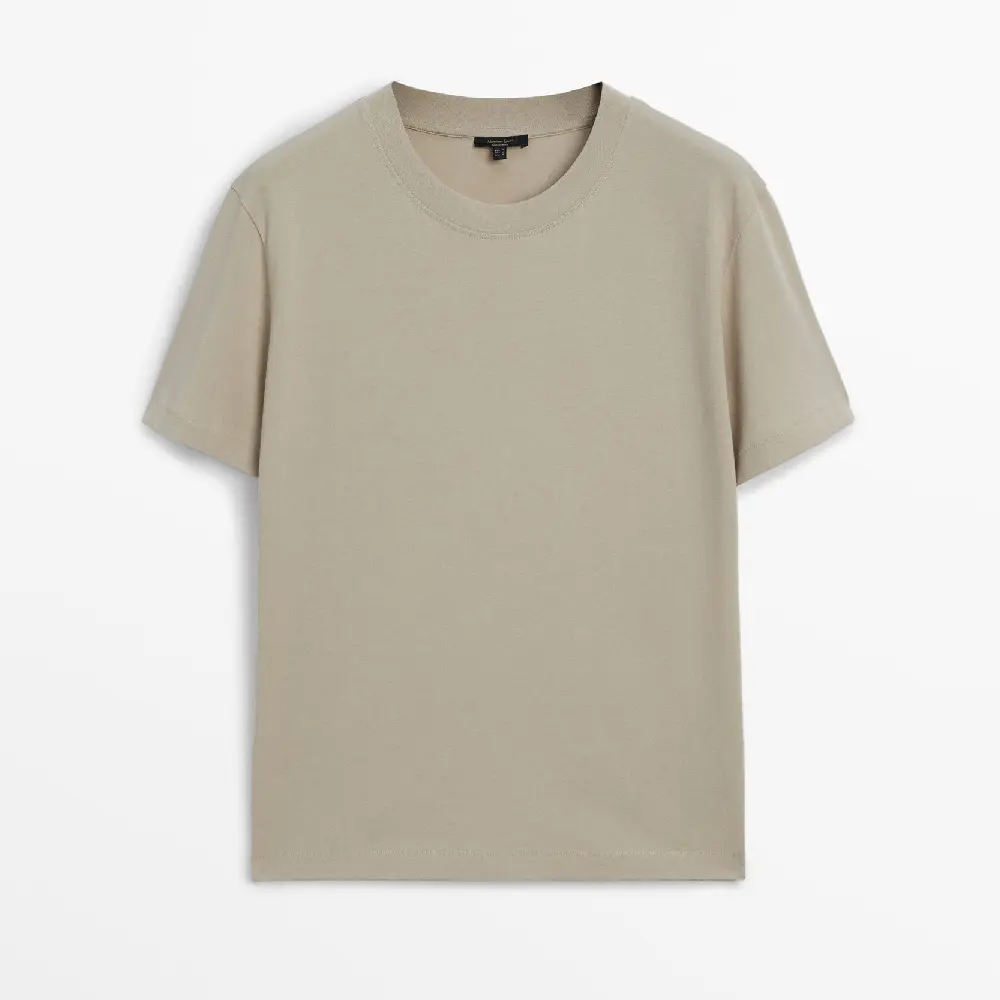 Футболка Massimo Dutti Short Sleeve Cotton, серо-бежевый