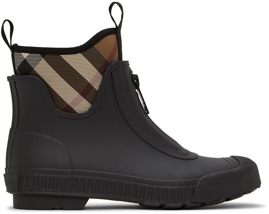 

Черные резиновые ботинки челси в клетку Burberry