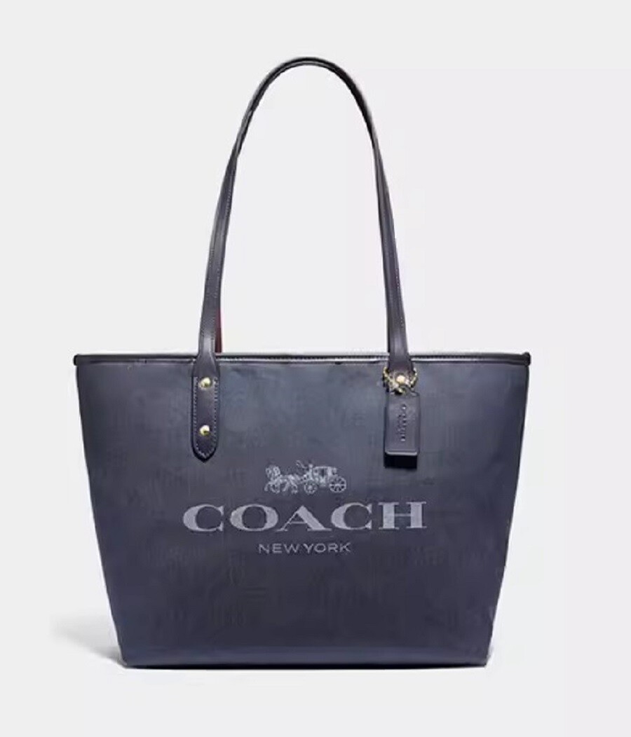 

Сумка-тоут Coach Outlet Women's Carriage Pattern City Zip, синий