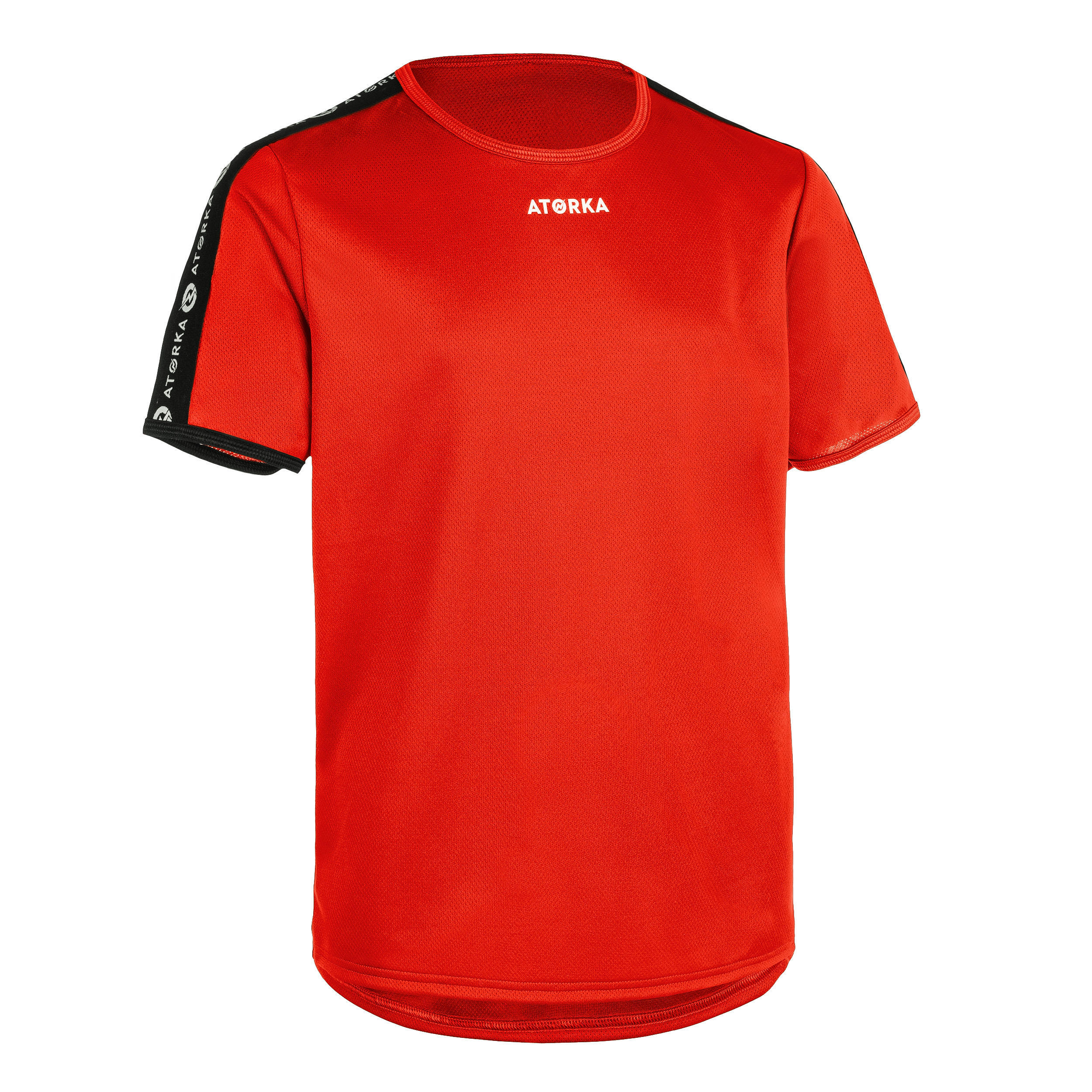 Гандбольная футболка H100 с короткими рукавами детская красная ATORKA, красный черный цена и фото
