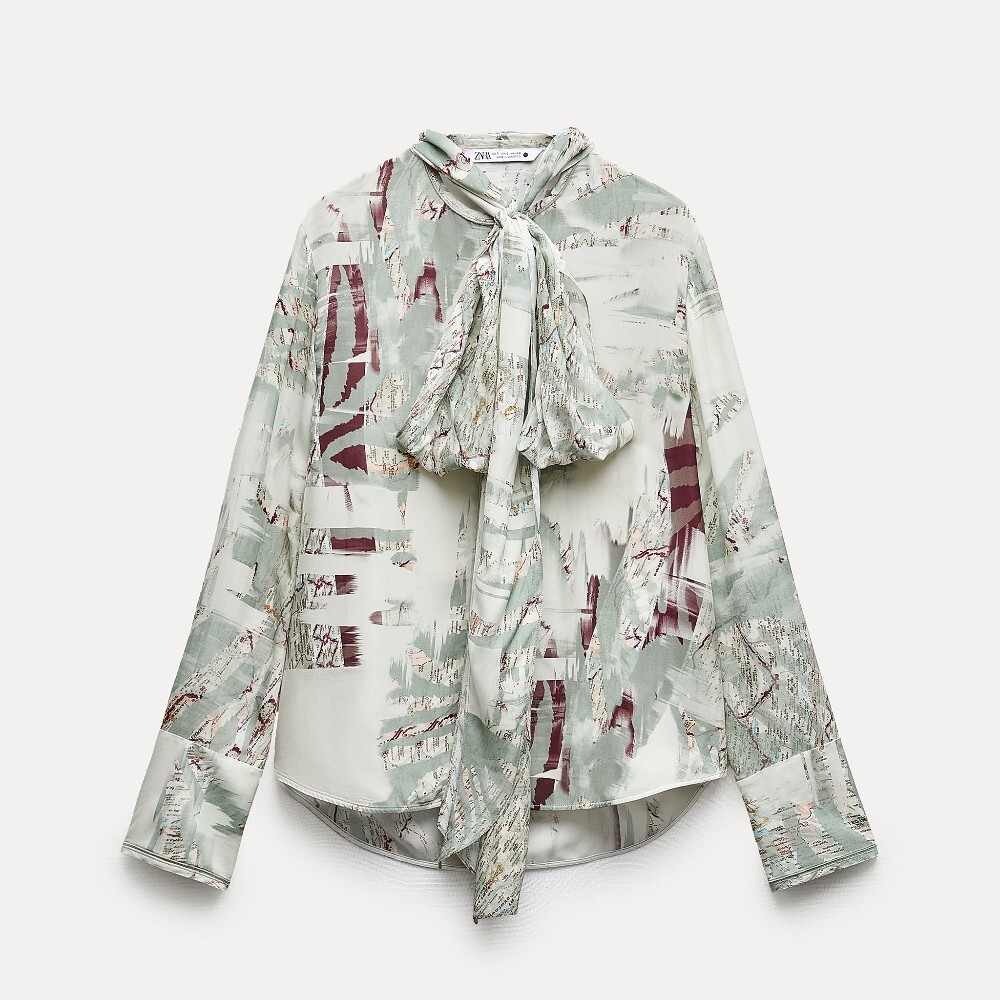 

Рубашка Zara Zw Collection Printed With Bow, мультиколор