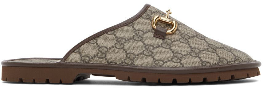 

Бежевые лоферы с узором GG Horsebit Gucci