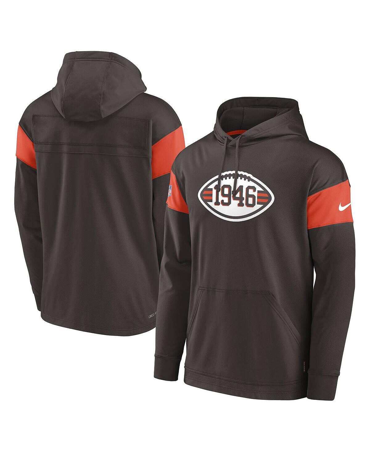 

Мужская коричневая толстовка с капюшоном cleveland browns sideline arch jersey performance pullover Nike, коричневый