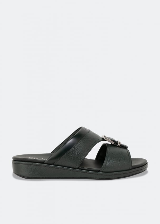 

Сандалии PRADA Saffiano leather sandals, зеленый