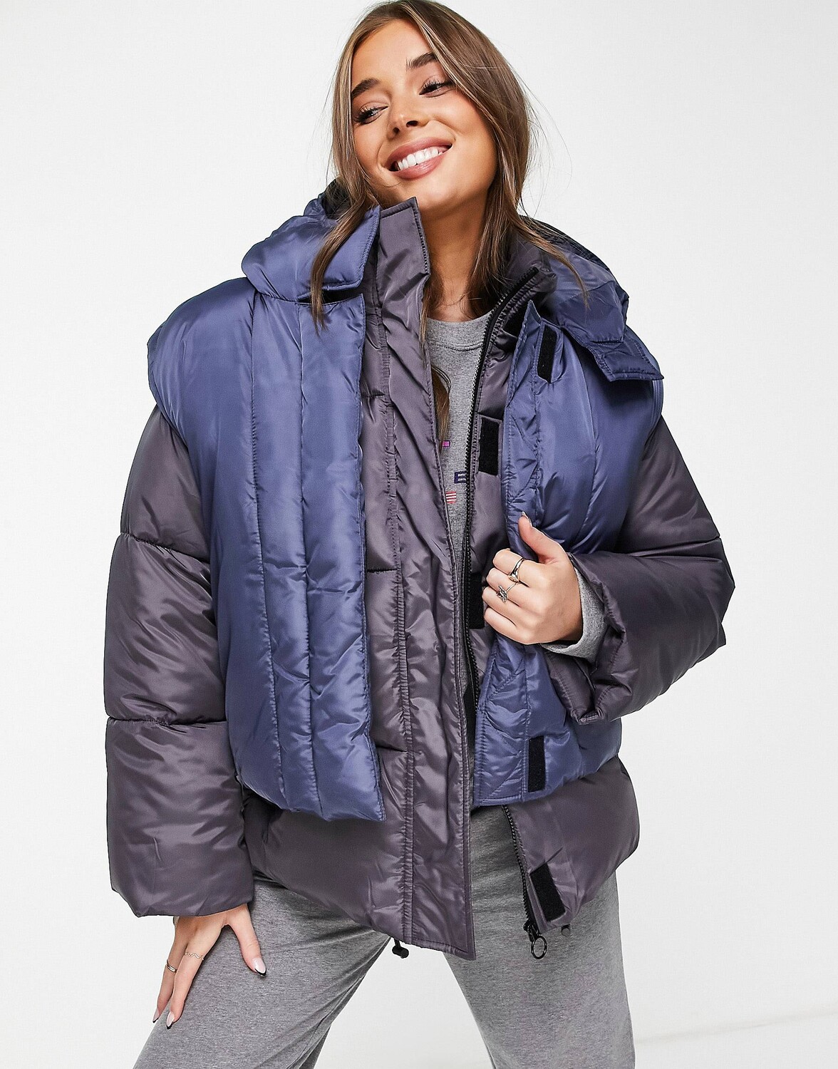 

Темно-синий пуховик ASOS DESIGN hero Hybrid