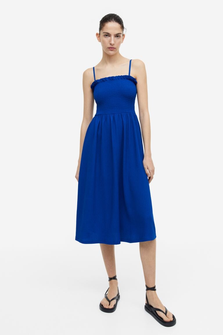 

Платье с присборенным лифом H&M, ярко-голубой, Синий