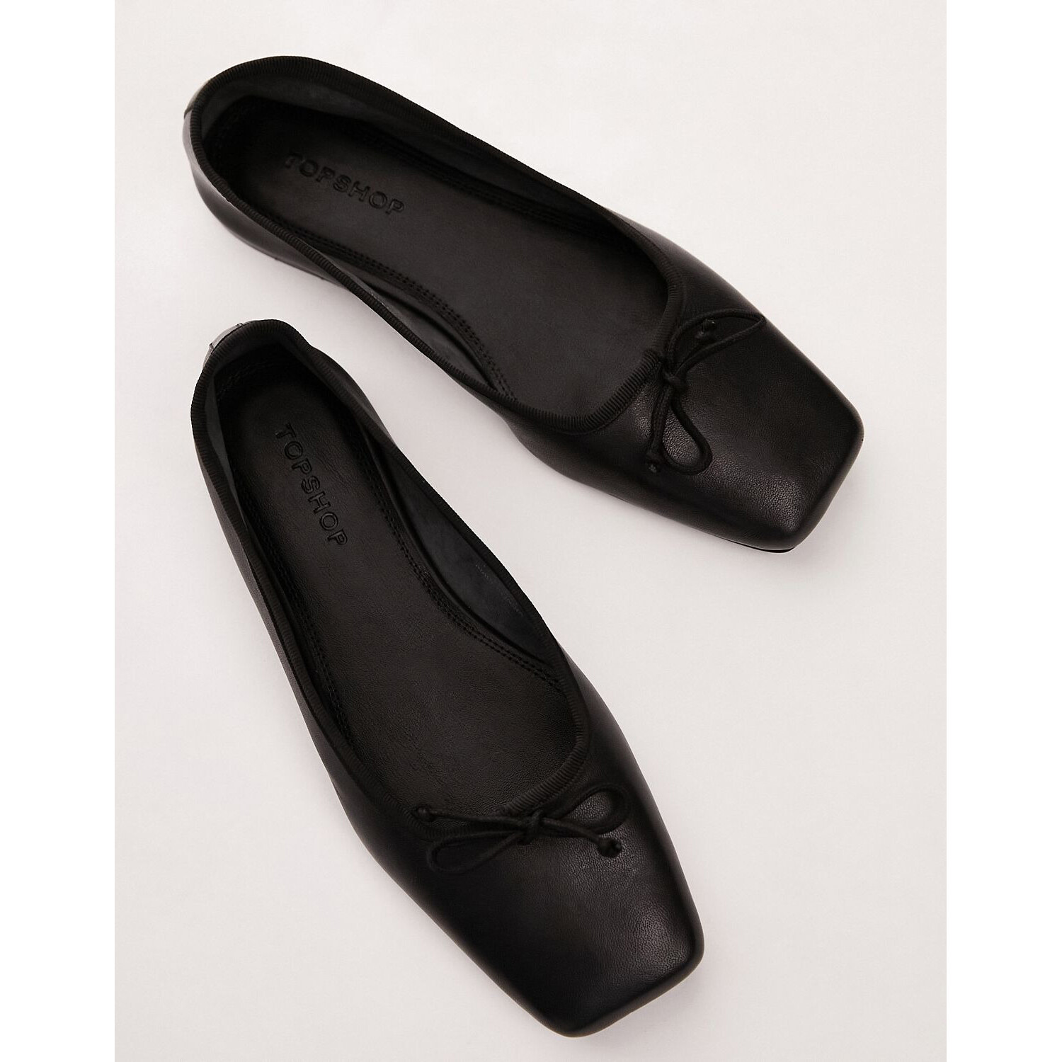 

Балетки Topshop Bethany Leather Square Toe Unlined, черный