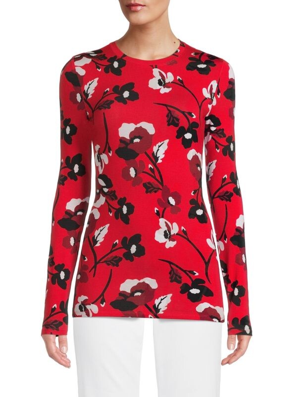 

Топ BCBGMAXAZRIA с цветочным принтом, rosso combo