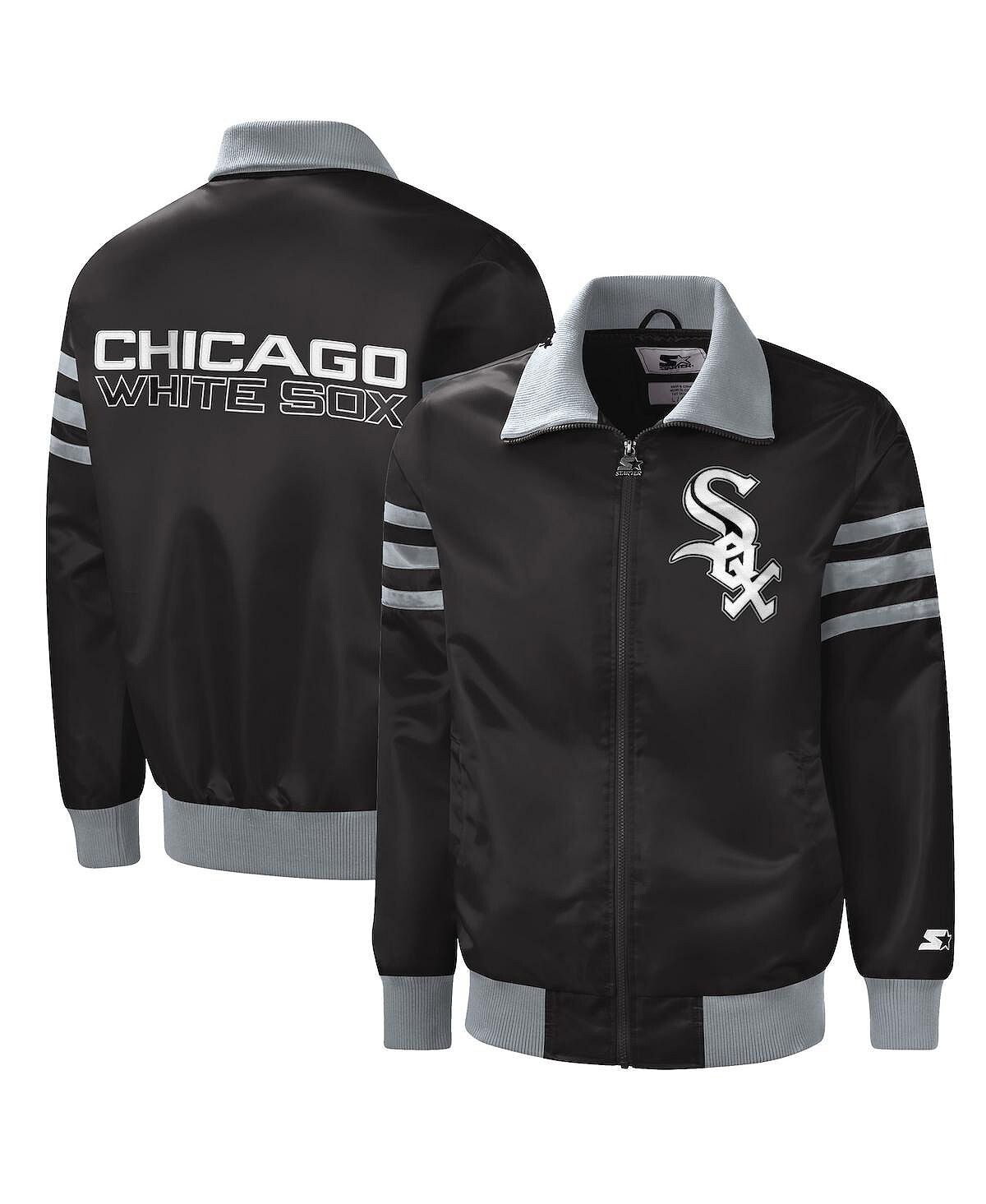

Мужская черная университетская куртка chicago white sox the captain ii с молнией во всю длину Starter, черный
