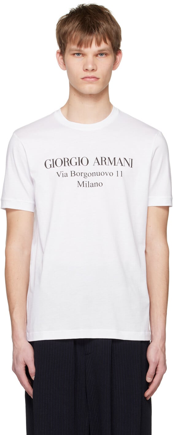 

Белая футболка с принтом Giorgio Armani