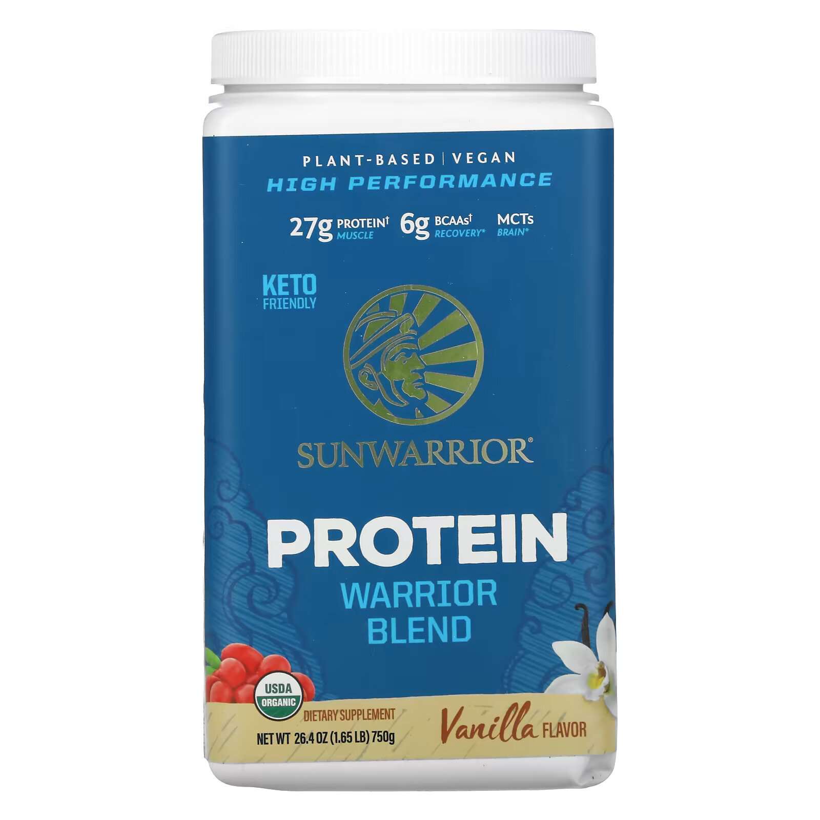 Sunwarrior, Warrior Blend Protein, ваниль, 750 г (1,65 фунта) sunwarrior warrior blend protein органический растительный протеин без добавок 750 г 1 65 фунта