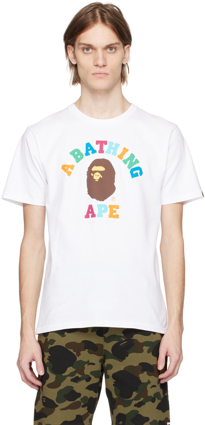 

Белая футболка колледжа BAPE, Белый