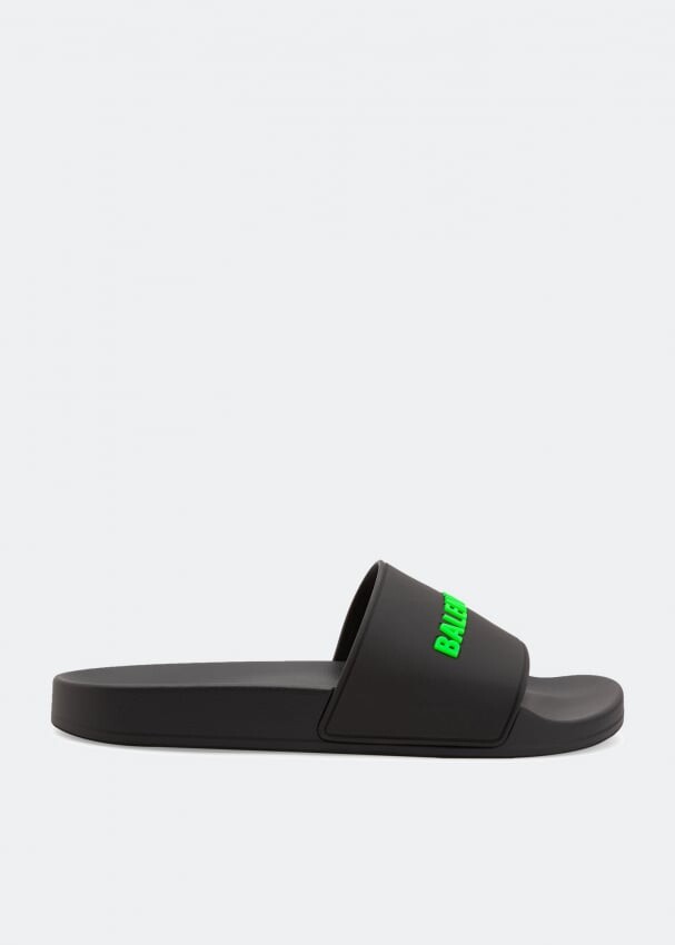 

Шлепанцы BALENCIAGA Logo rubber slides, черный