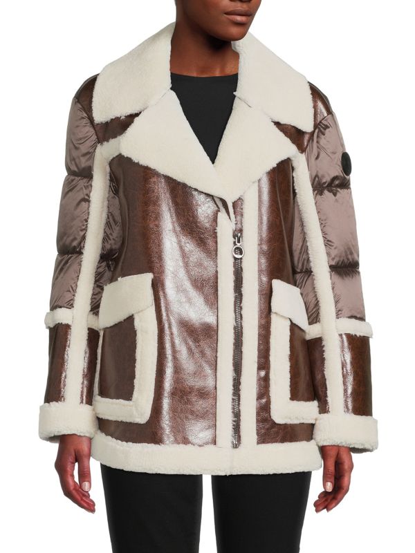 

Куртка NOIZE с отделкой из искусственной овечьей шерсти и веганской кожи raelynn, коричневый