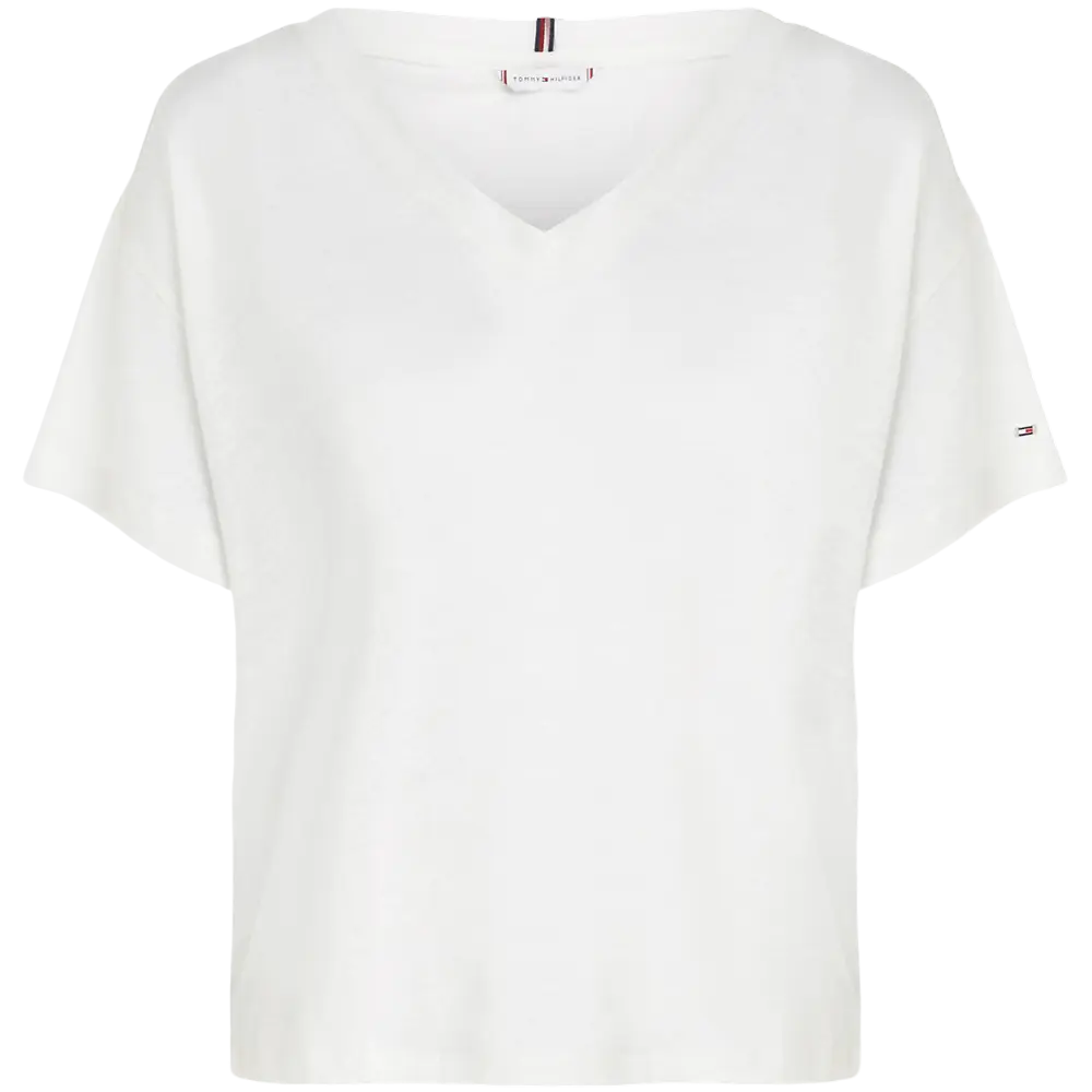 

Футболка Tommy Hilfiger Relaxed Fit Linen V-Neck, экрю