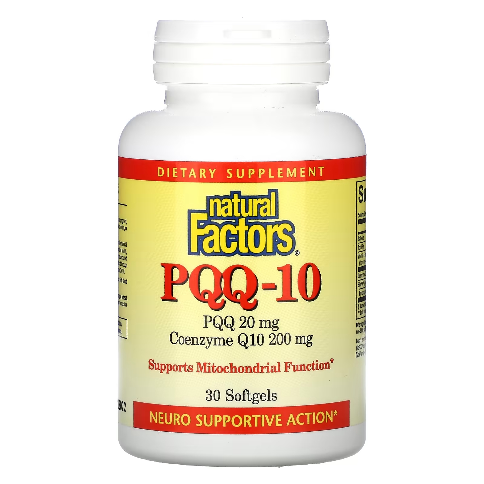 Natural Factors PQQ-10 PQQ 20 мг коэнзим Q10 200 мг, 30 капсул