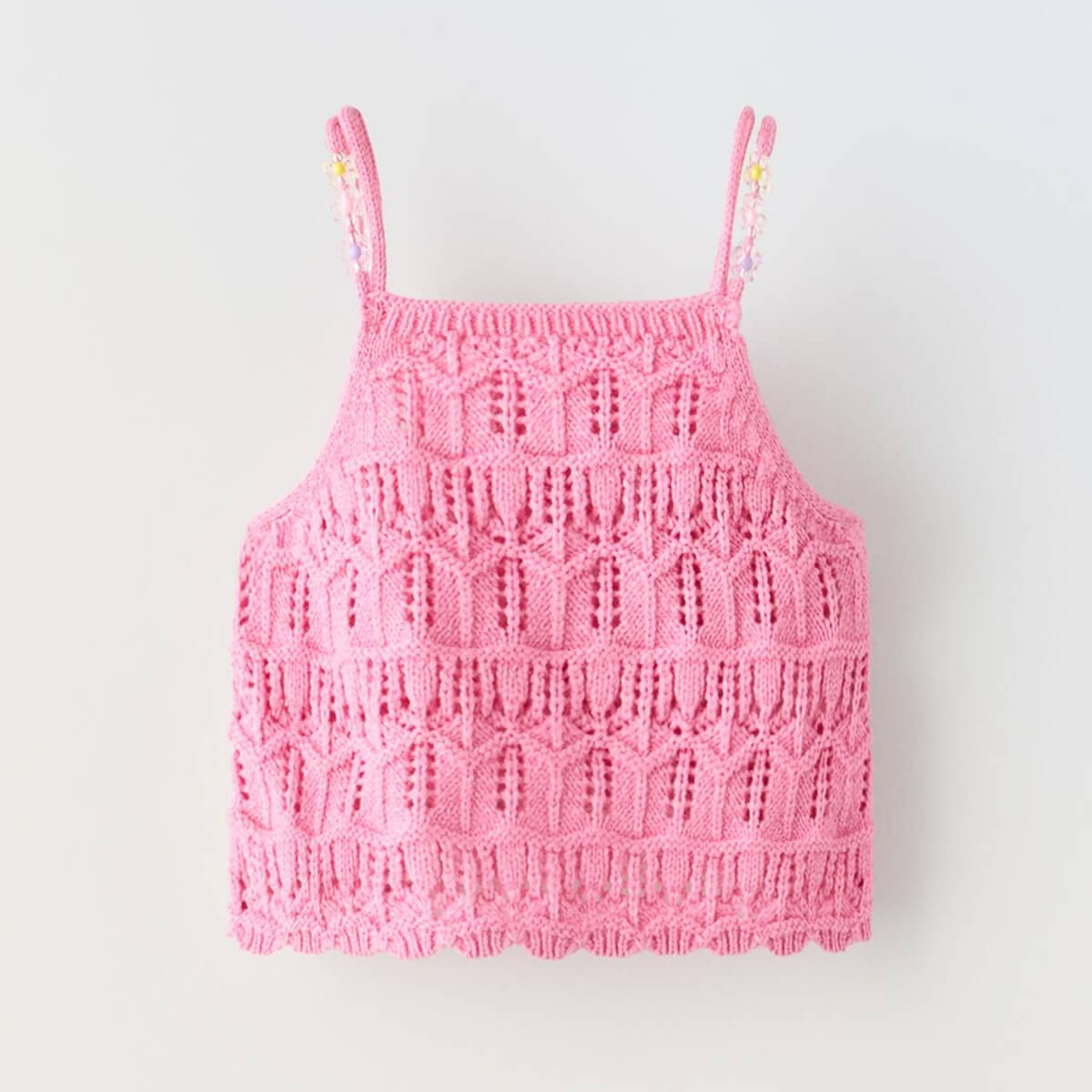 Топ Zara Knit With Floral Beads, розовый