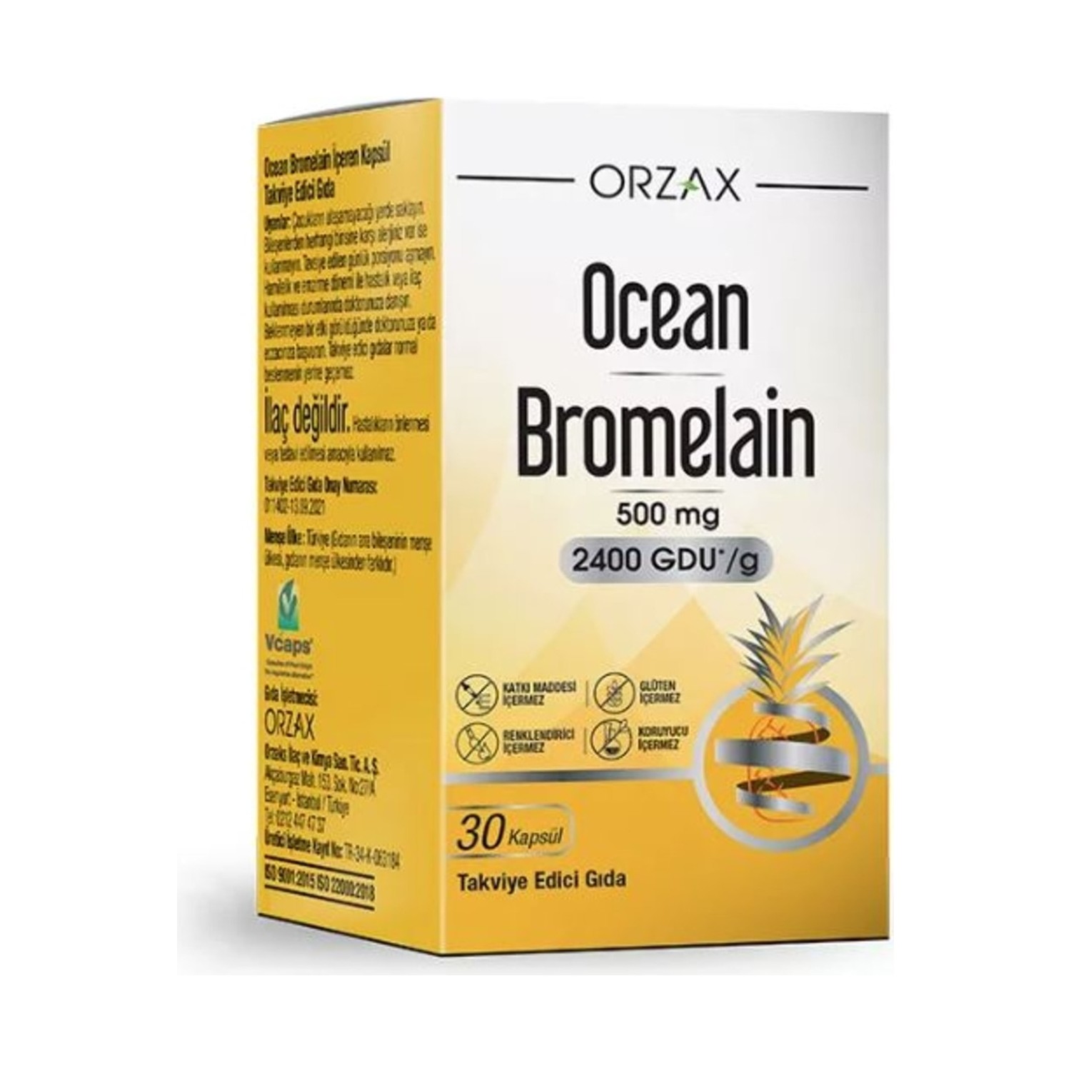 Пищевая комплексная добавка Ocean Orzax Bromelain 500 мг, 30 капсул solgar gaba 500 mg 50 vegetable capsules