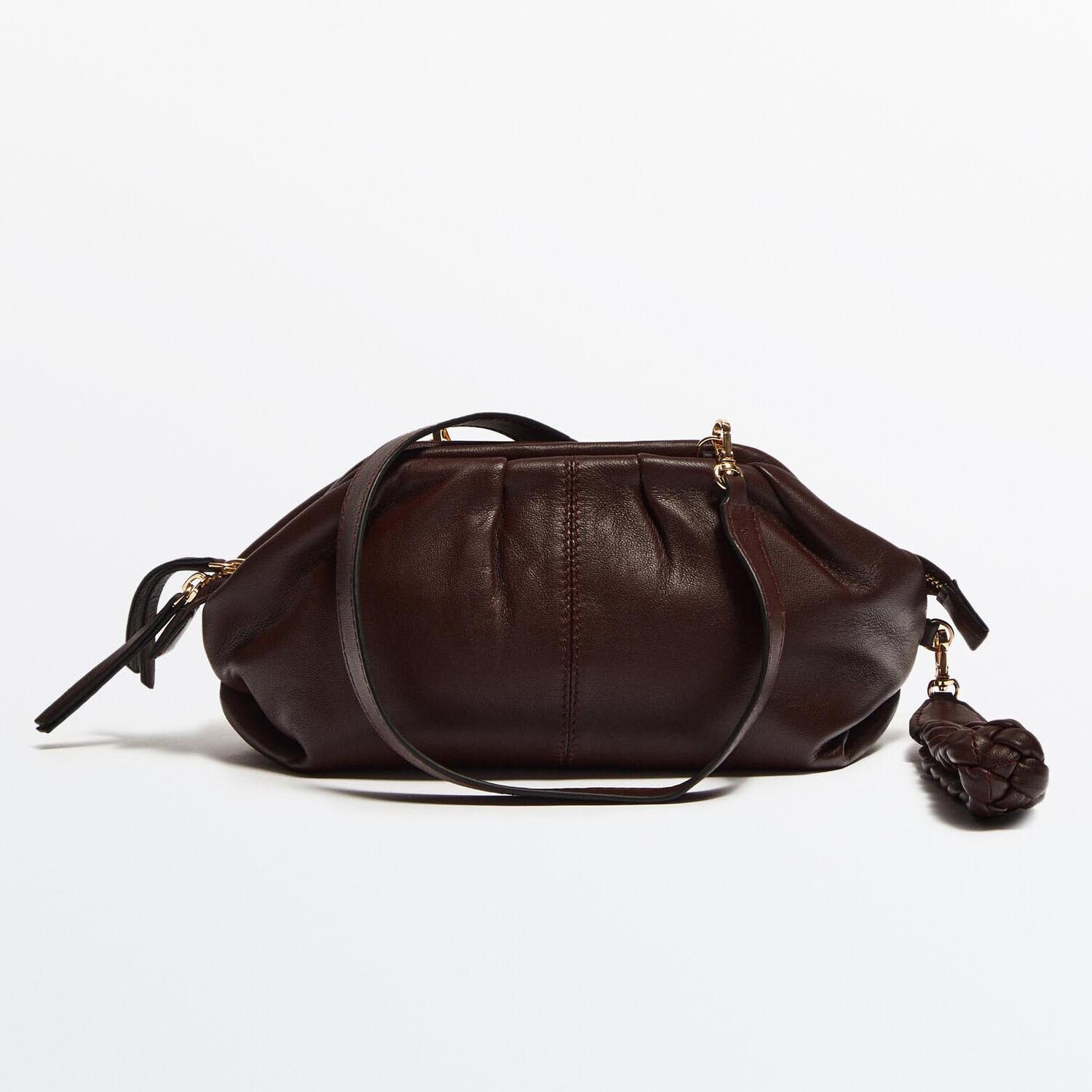 

Сумка Massimo Dutti Gathered Mini Leather - Studio, темно-красный