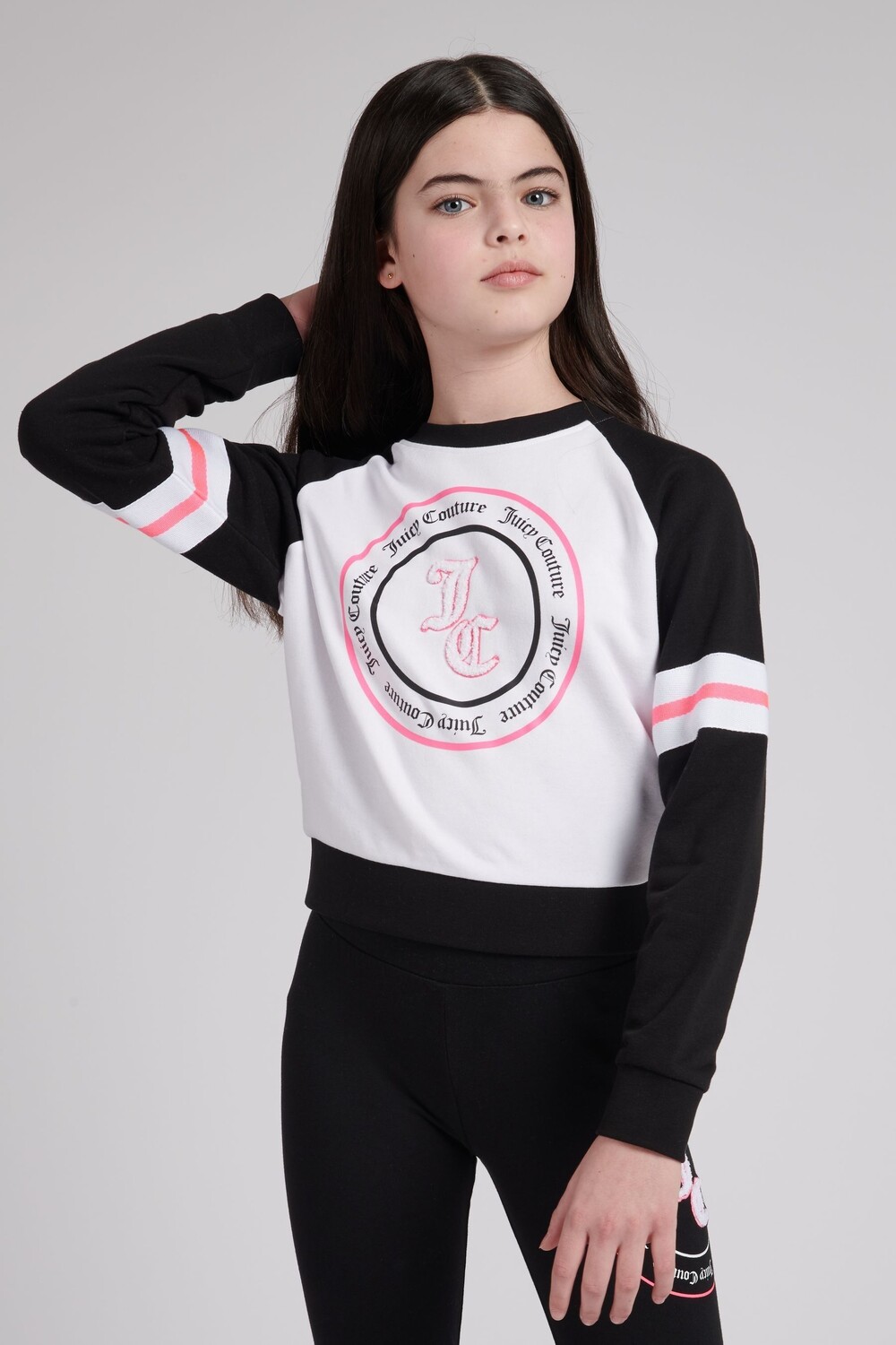 

Черная толстовка Block для девочек с рукавами реглан Juicy Couture, черный