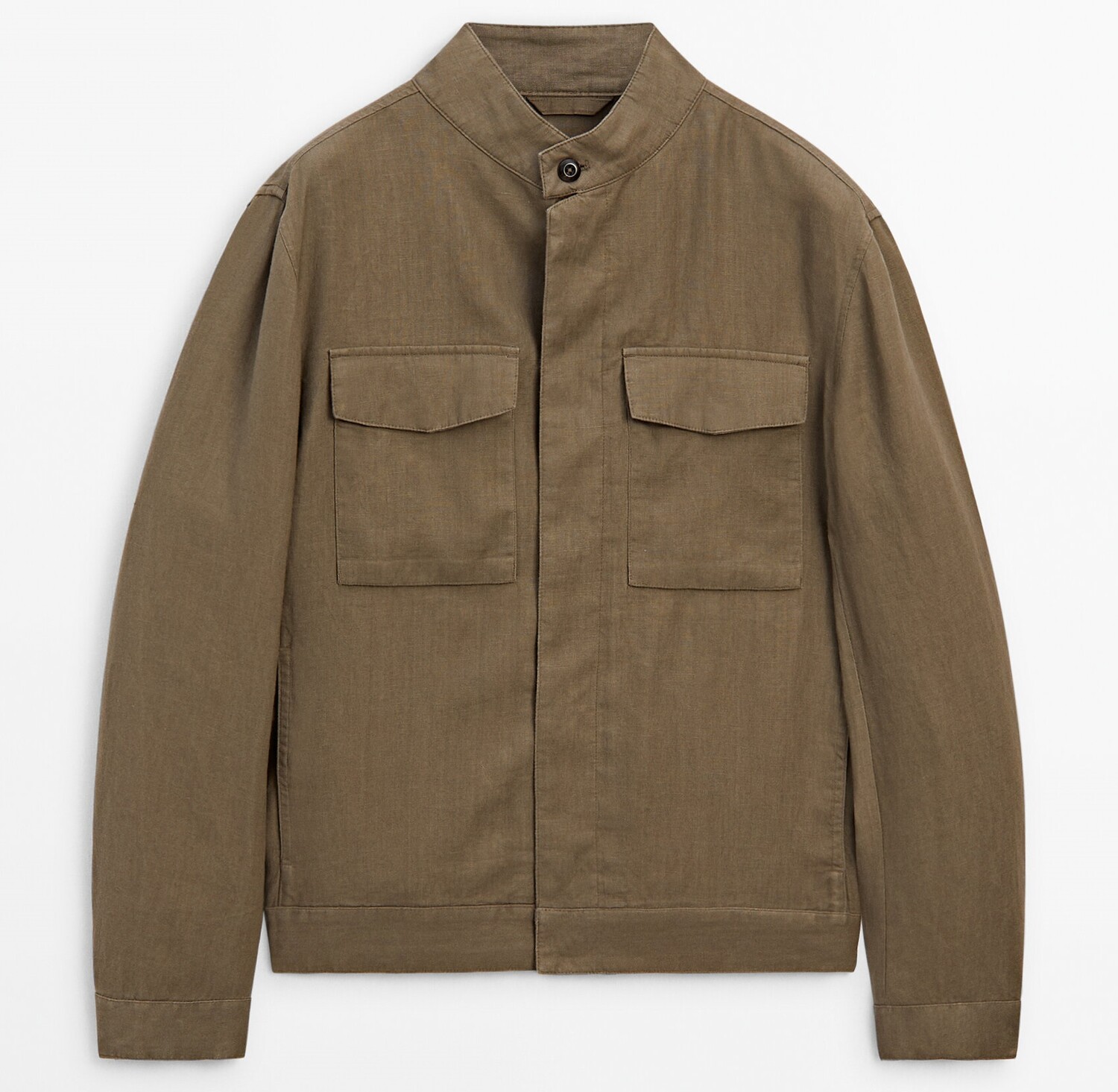 

Куртка Massimo Dutti 100% Linen With Pockets, хаки