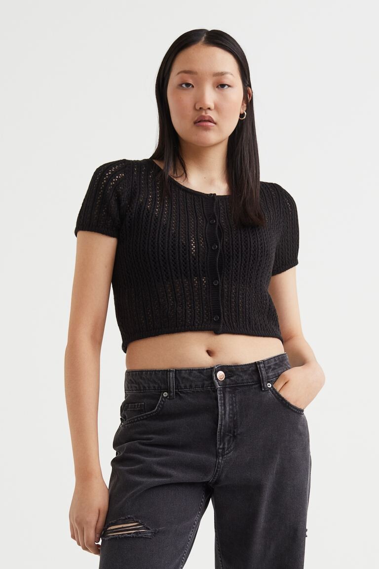 

Ажурный кардиган H&M, черный