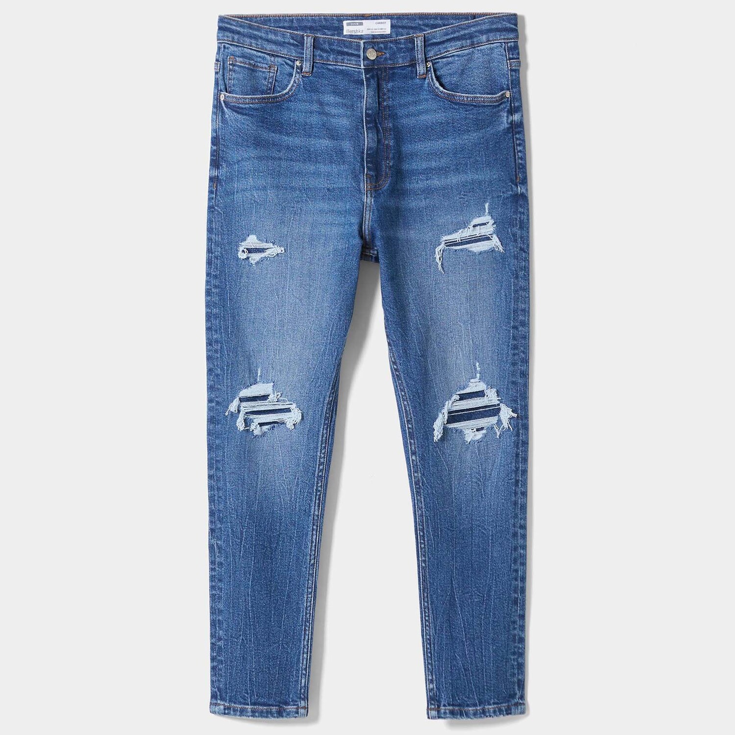 

Джинсы Bershka Ripped Carrot Fit, синий