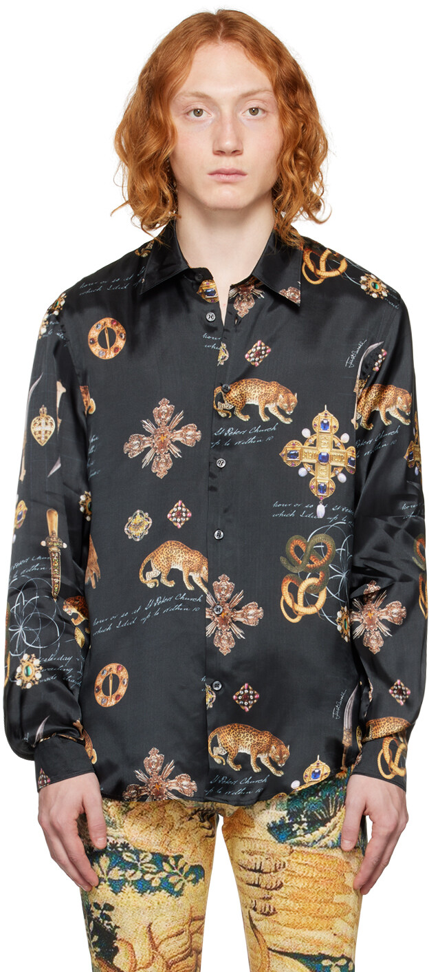 

Черная рубашка с рисунком Just Cavalli