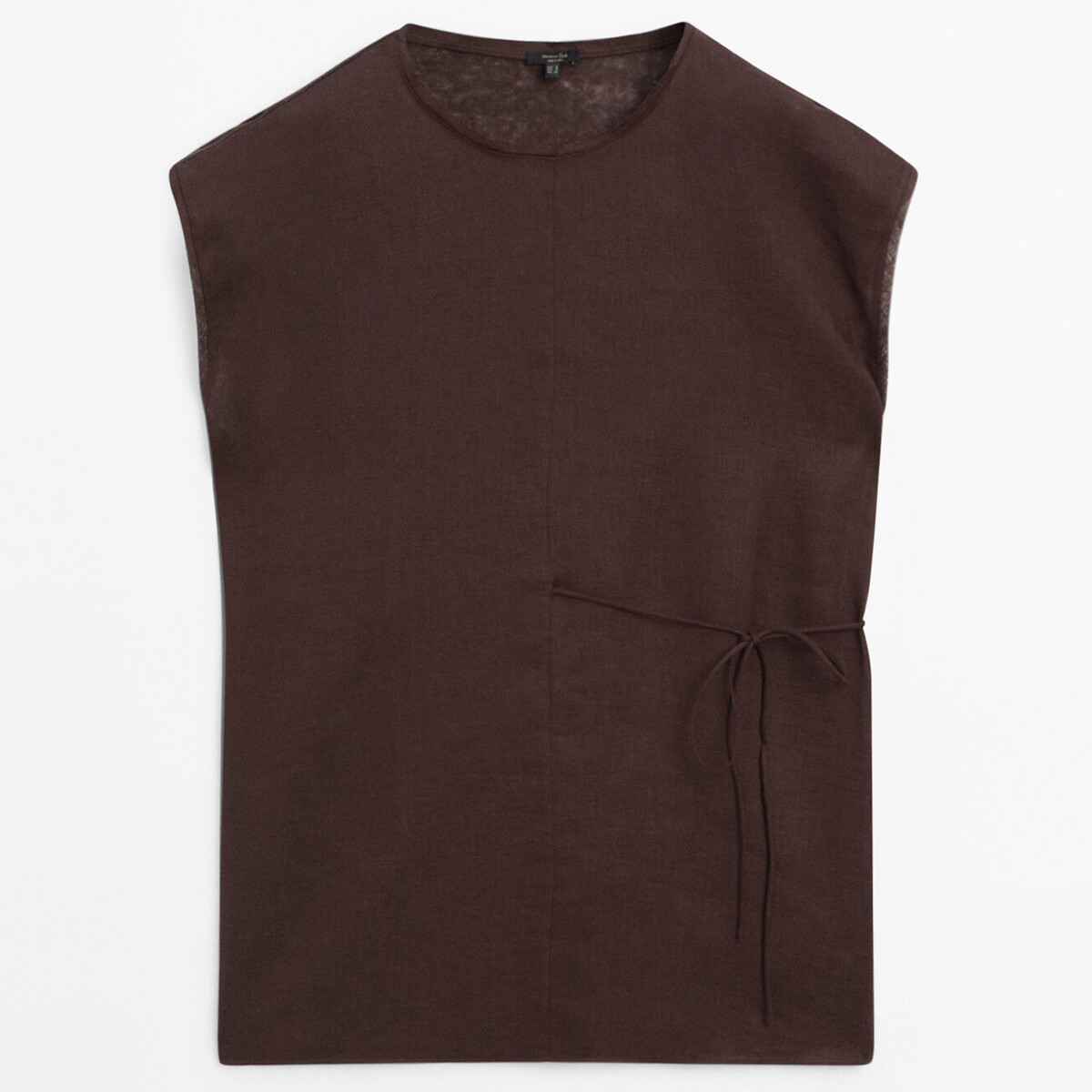

Футболка Massimo Dutti 100% Linen Drop Shoulder, коричневый