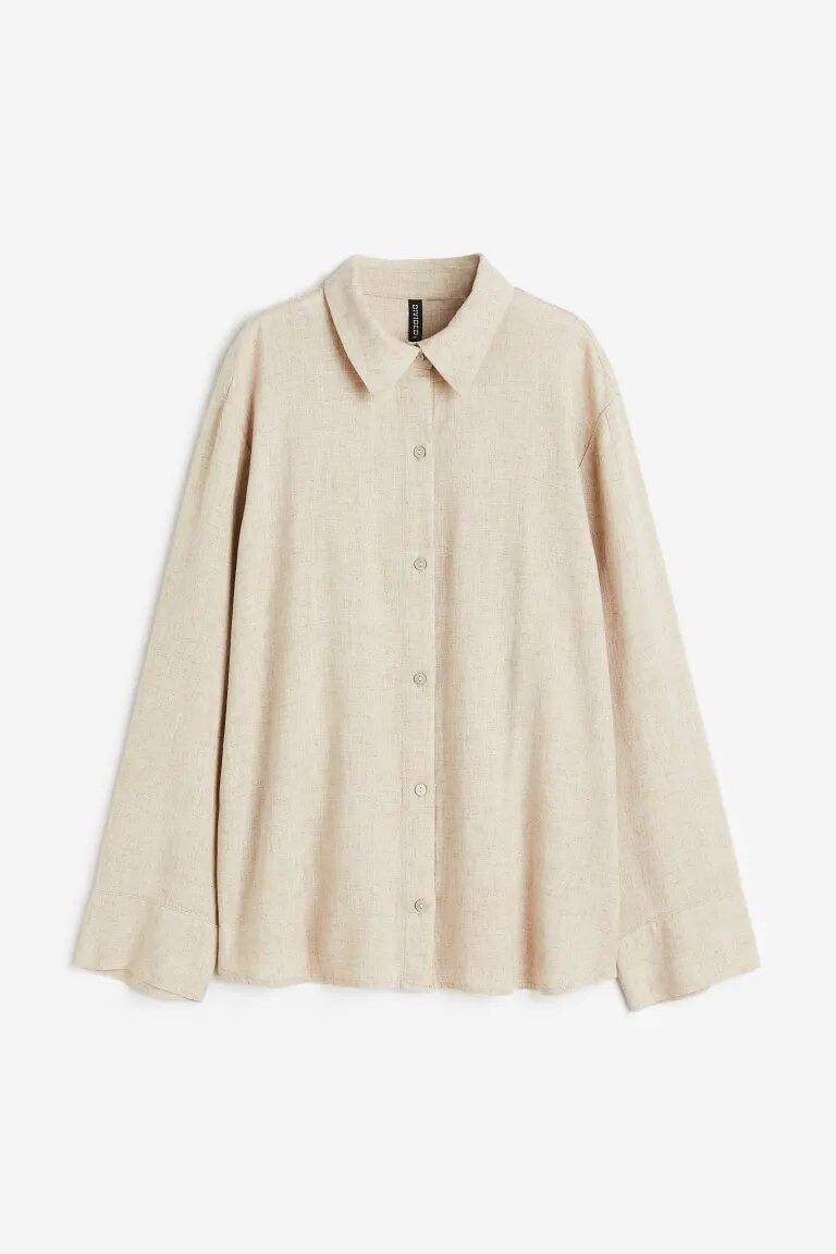

Рубашка H&M Linen-blend Shirt, бежевый