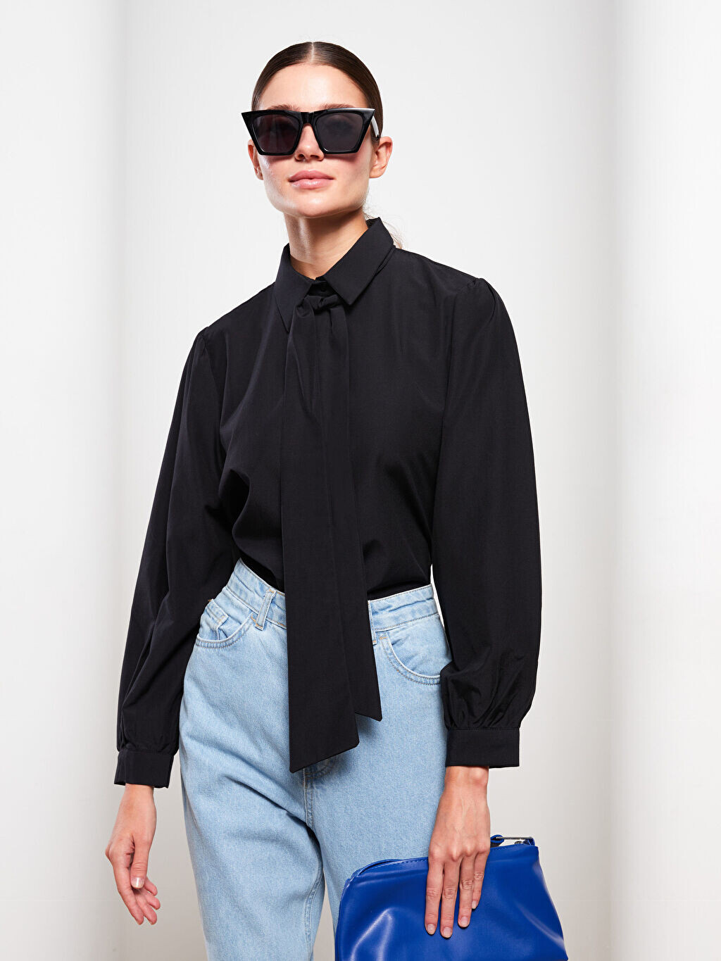 

Женская туника с прямым воротником и длинными рукавами LCW Modest