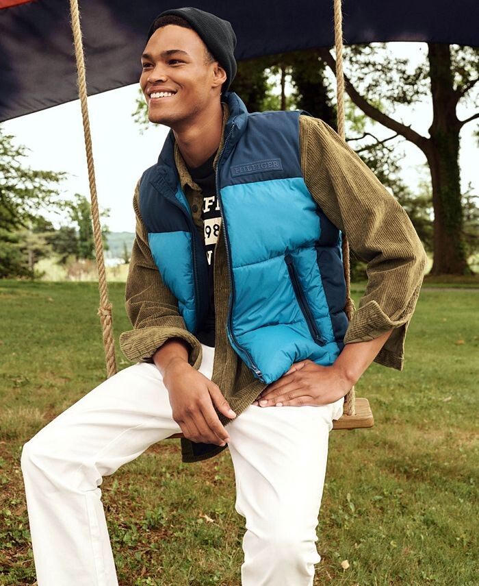 

Мужской пуховик New York на молнии спереди Tommy Hilfiger, синий
