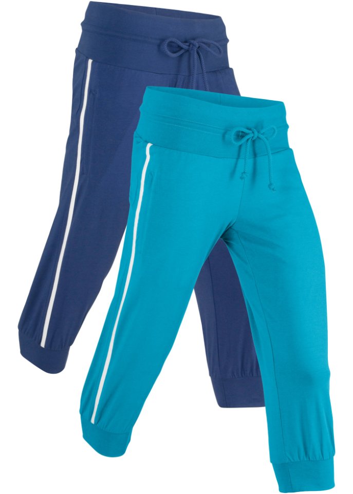 цена Хлопковые спортивные брюки (2 шт) длина капри Bpc Bonprix Collection, синий