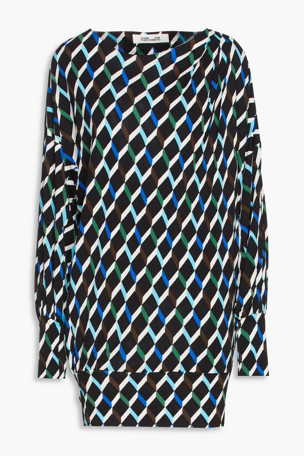 

Платье мини Reese из джерси оверсайз со сборками и принтом Diane Von Furstenberg, черный