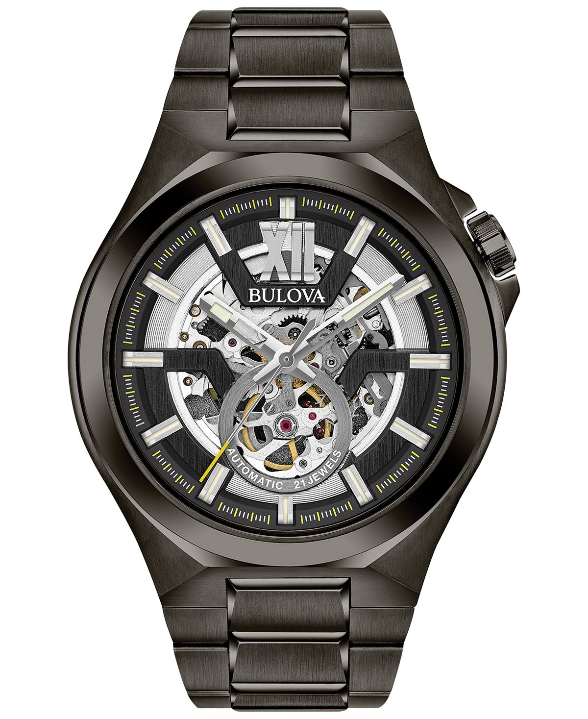 цена Мужские автоматические часы с браслетом из нержавеющей стали из бронзы, 46 мм 98A179 Bulova