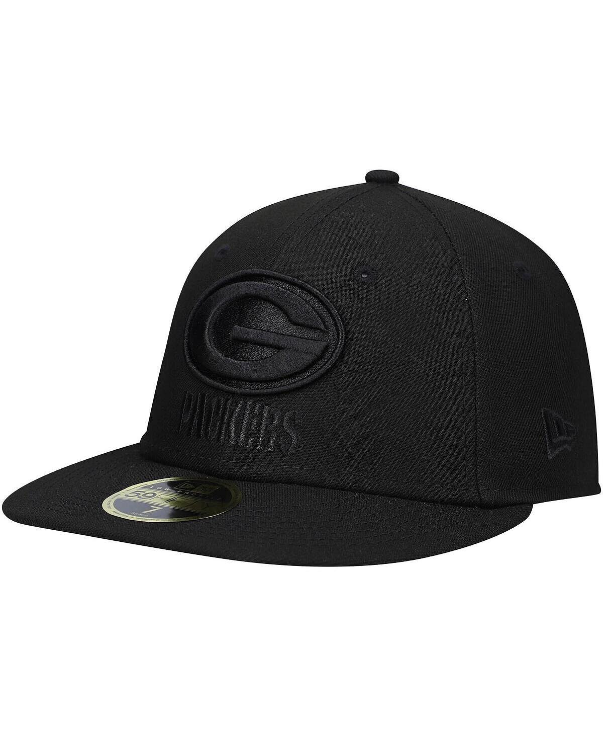 

Мужская черная Green Bay Packers Black on Black Low Profile 59FIFTY II Встроенная шляпа New Era