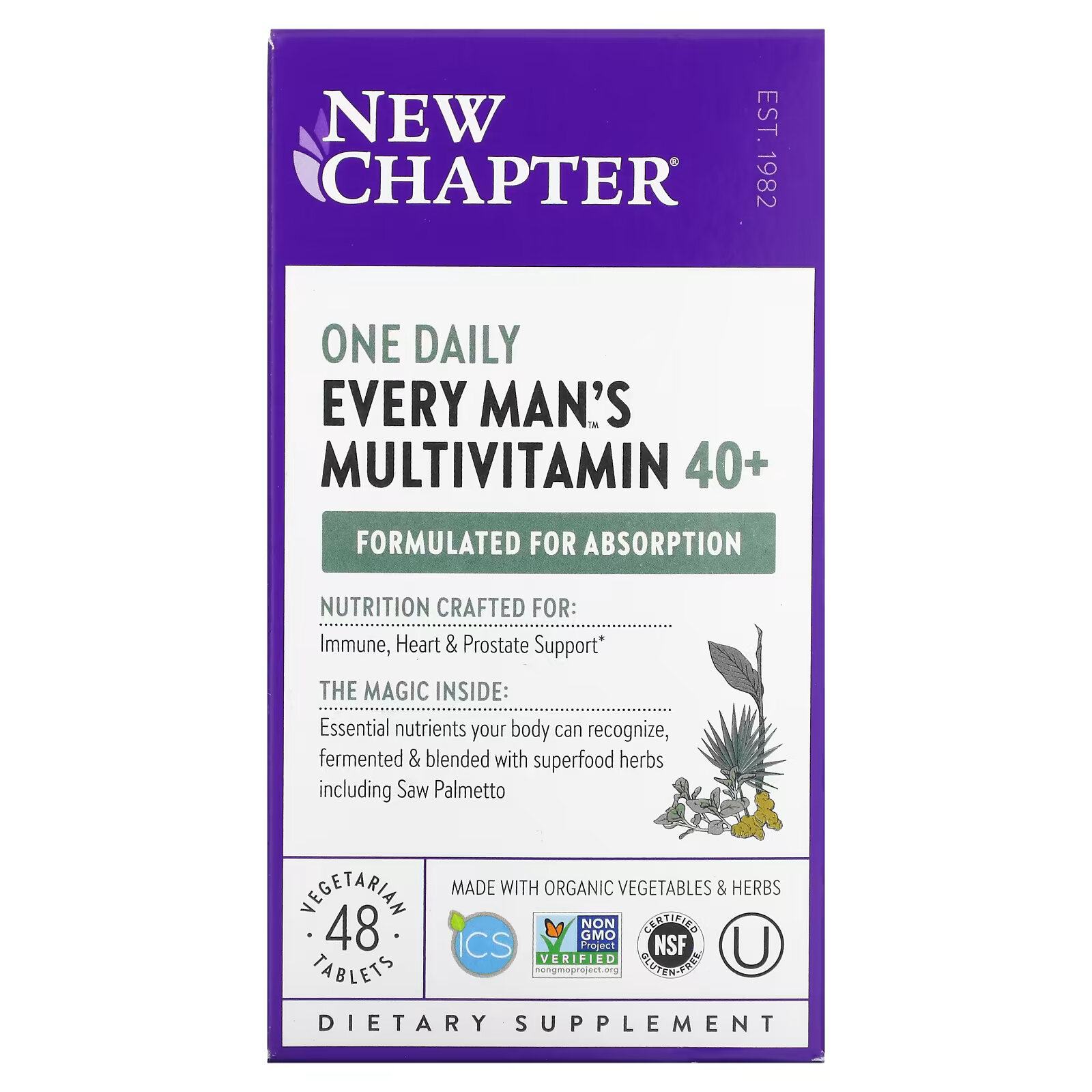 New Chapter, Every Man, ежедневная мультивитаминная добавка для мужчин старше 40 лет, 48 вегетарианских таблеток new chapter ежедневная мультивитаминная добавка для мужчин от 55 лет один раз в день 96 вегетарианских таблеток