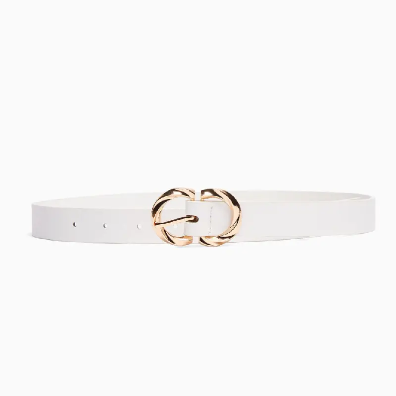 

Ремень Bershka Thin With Double Buckle, белый