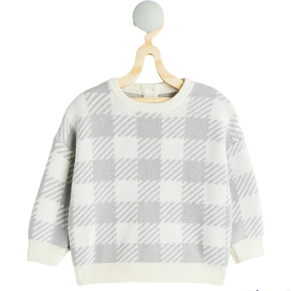 

Пуловер H&M Jacquard-knit Cotton, светло-серый