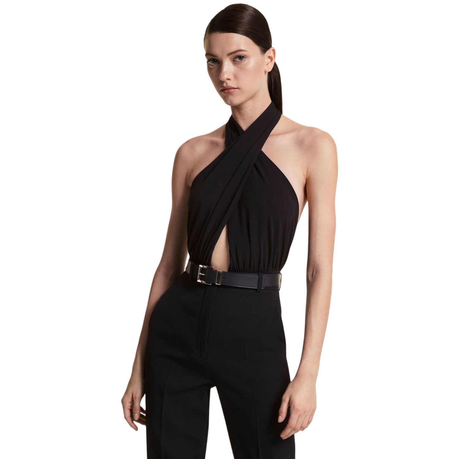 

Боди Michael Kors Stretch Matte Jersey Cross Halter, черный