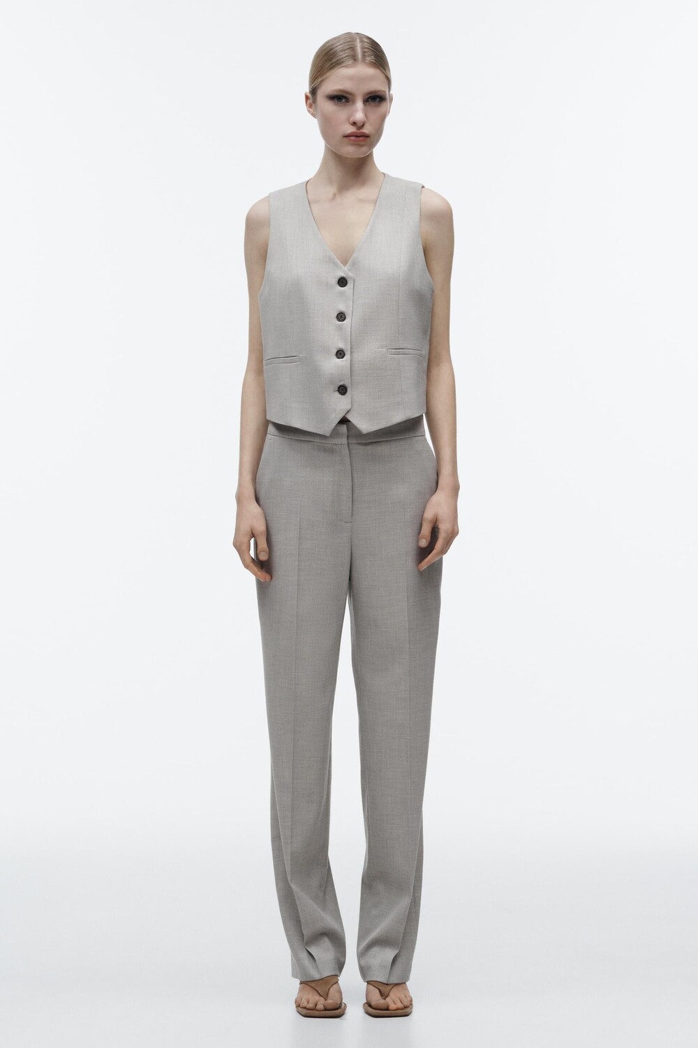 

Брюки прямого кроя ZARA, серо-голубой