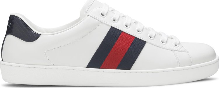 Кроссовки Gucci Ace Leather White Blue, белый кроссовки gucci ace high white белый
