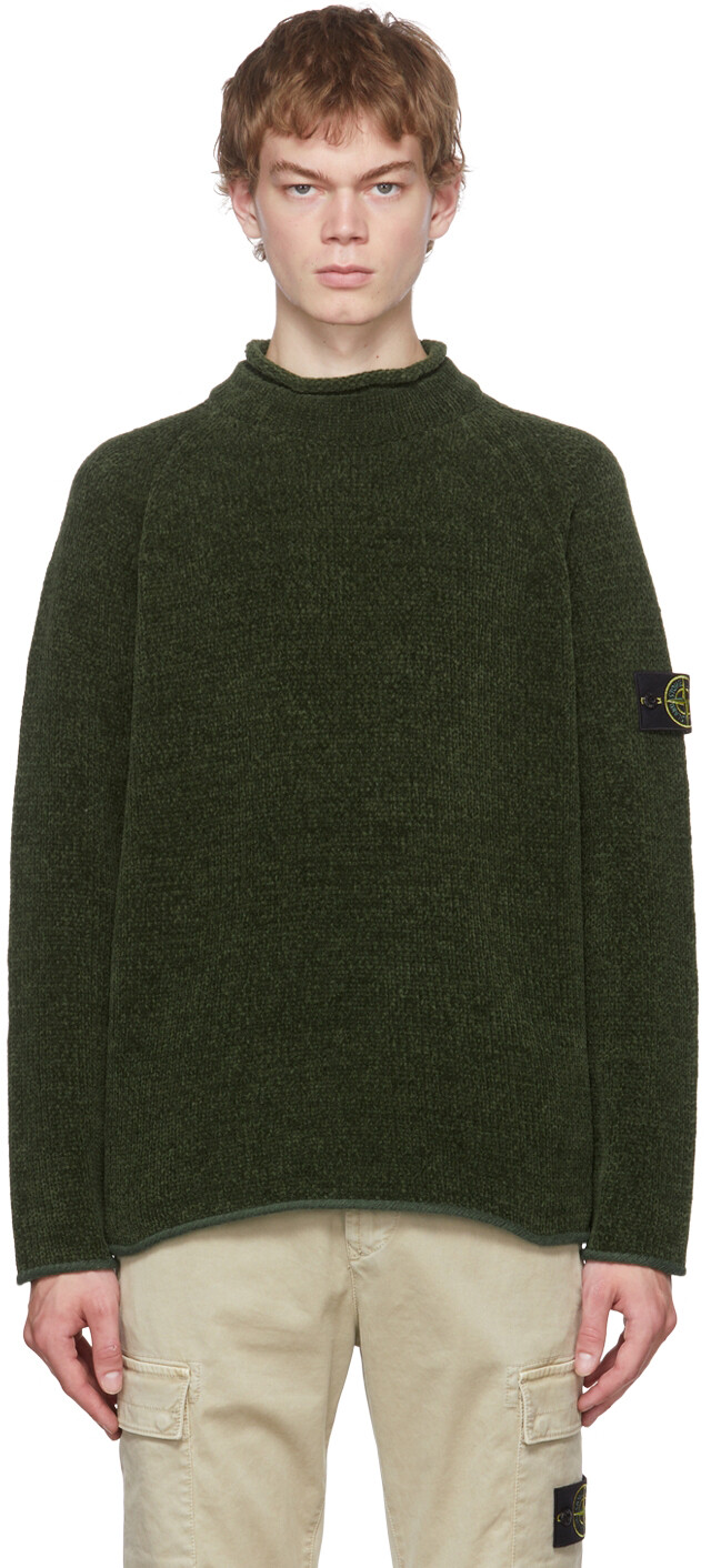 

Зеленый свитер из синели Stone Island
