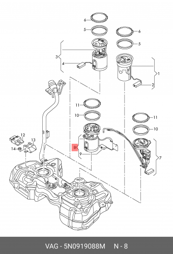 Электробензонасос в сборе AUDI Q3/VW Tiguan mot.2,0TDI VAG 5N0 919 088 M 088 формула 1 3d puzzle