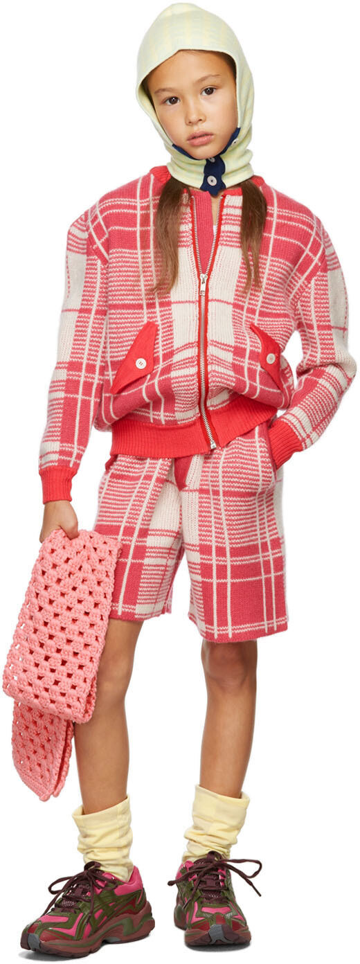 

Детская куртка-бомбер в клетку Pink & Off-White Tartan Ligne Noire