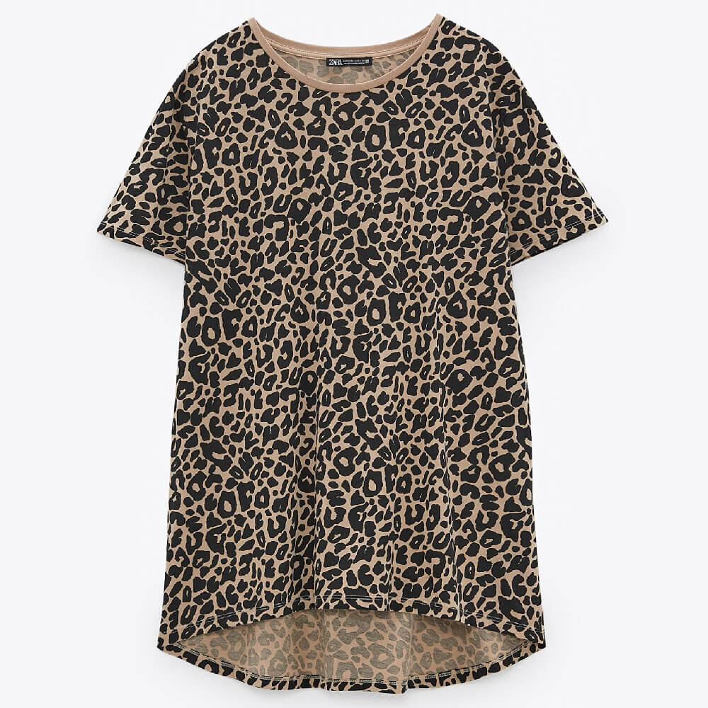 

Футболка Zara Basic, леопардовый, Коричневый