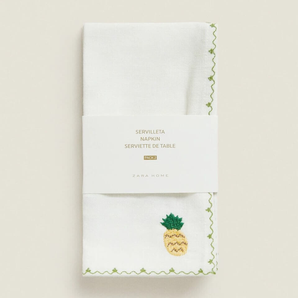 

Салфетки Zara Home With Embroidered Pineapple (2 шт.), белый