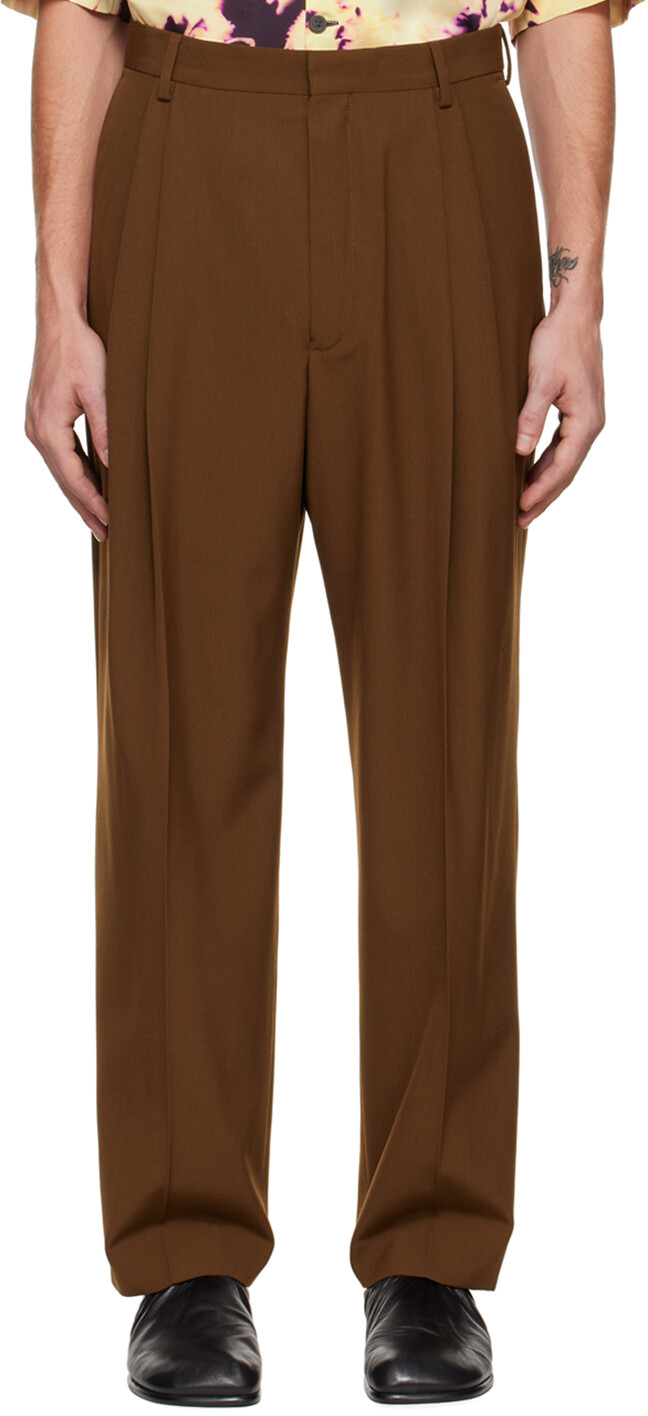 

Коричневые брюки со складками Dries Van Noten